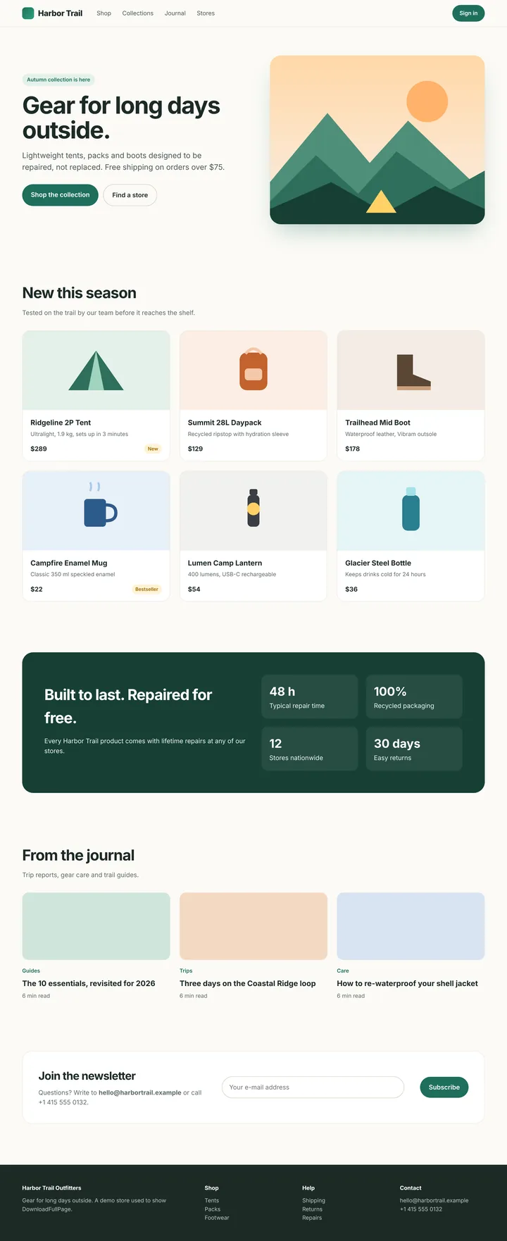 A tall scrolling screenshot of an entire webpage